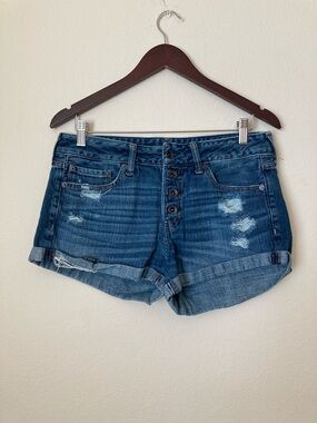 Abercrombie & Fitch Blue Distressed Denim Shorts